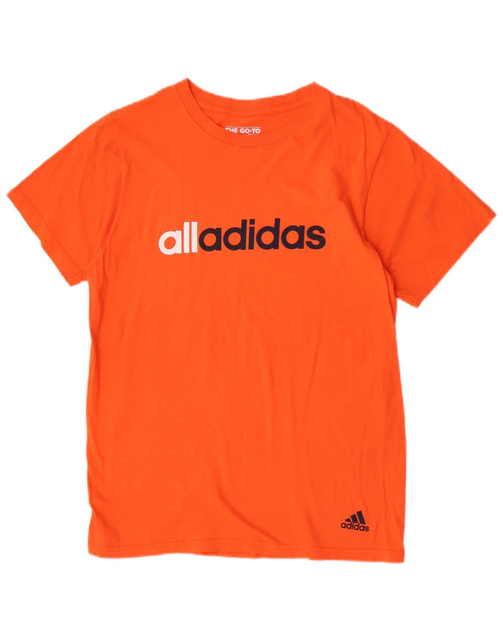 Мужская футболка Adidas с рисунком, хлопковый топ среднего оранжевого цвета