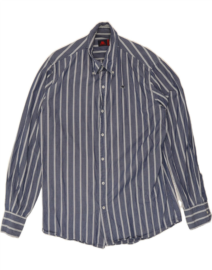 KAPPA Mens Shirt Large Navy Blue Striped Cotton Vintage Kappa and Second-Hand Kappa from Messina Hembry 