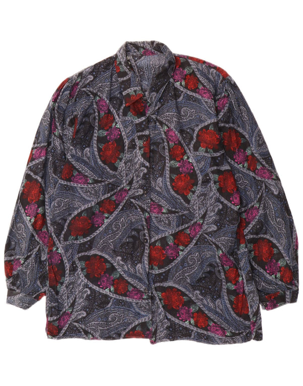Женская рубашка VINTAGE UK 16, большая, разноцветная с цветочным принтом