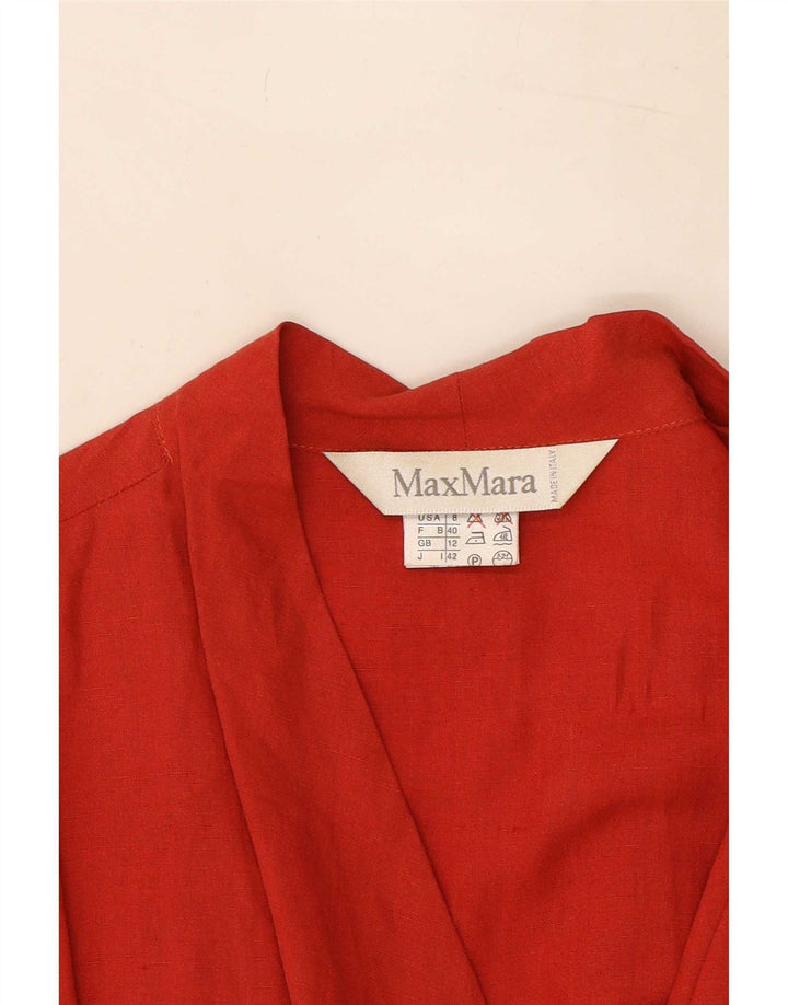 Женское платье с запахом Max Mara UK 12, средний красный лен