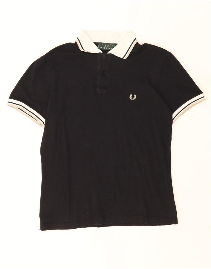 Мужская рубашка-поло Fred Perry среднего черного цвета, хлопок с цветными блоками
