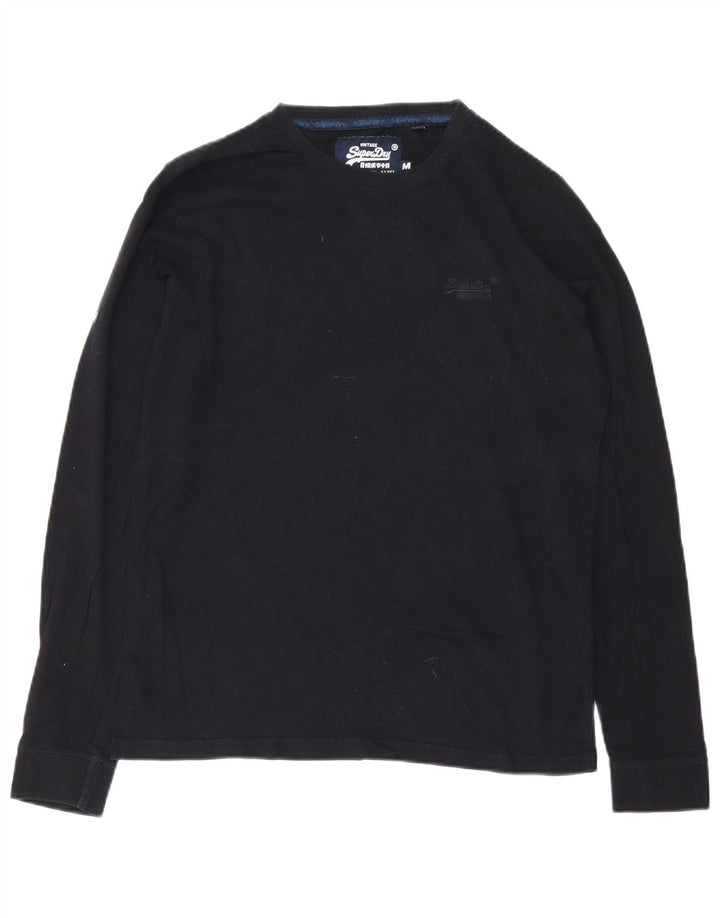 SUPERDRY Мужской топ с длинным рукавом, средний черный хлопок