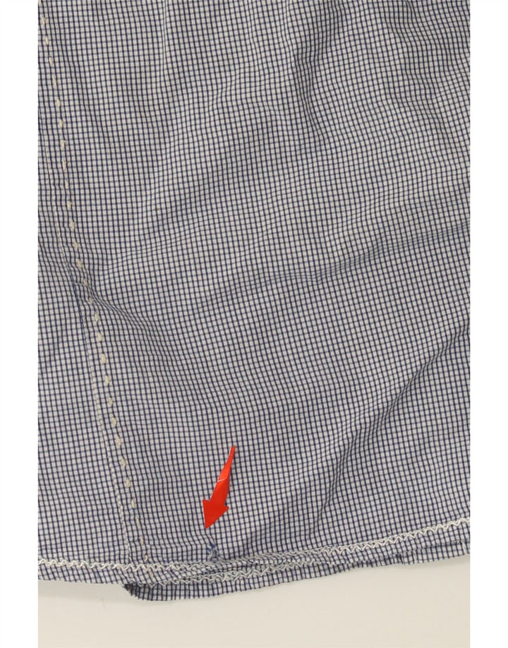 Мужская рубашка в стиле милитари с коротким рукавом SCOTCH & SODA, большая синяя хлопковая клетка в мелкую клетку