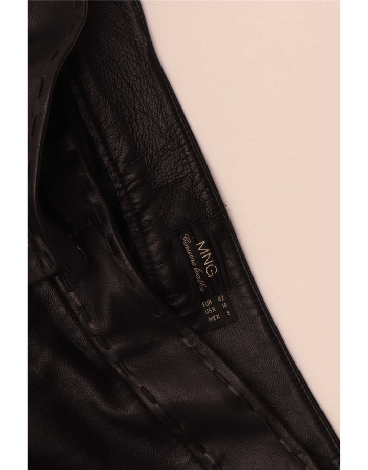 Женские прямые кожаные брюки Mango IT 42 Medium W30 L35 Черные