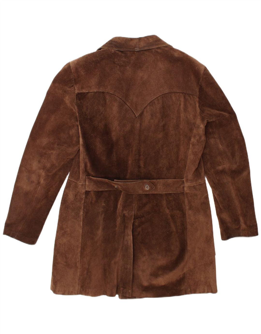 Мужское замшевое двубортное пальто VINTAGE UK 40, большое коричневое