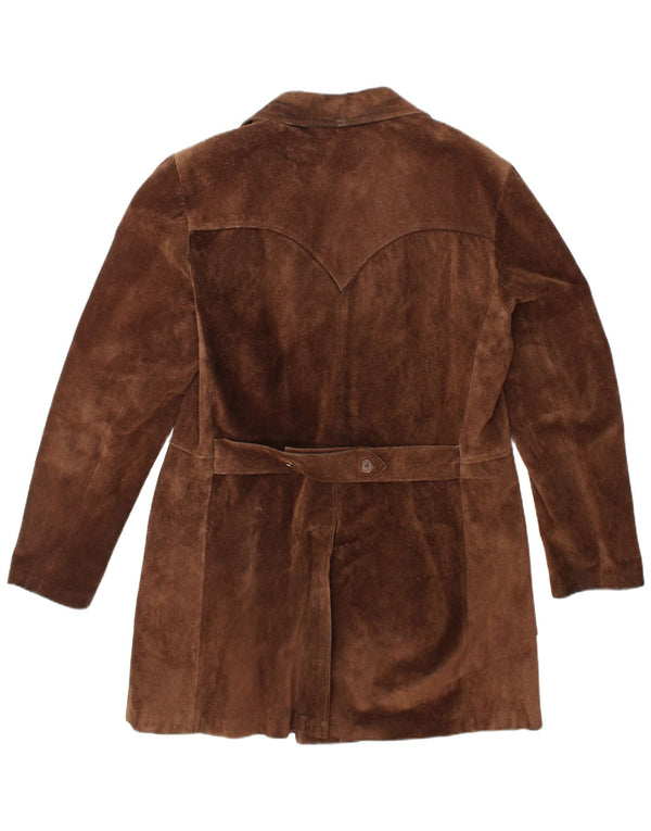 VINTAGE Mens Suede Double Breasted Coat UK 40 Large Brown
