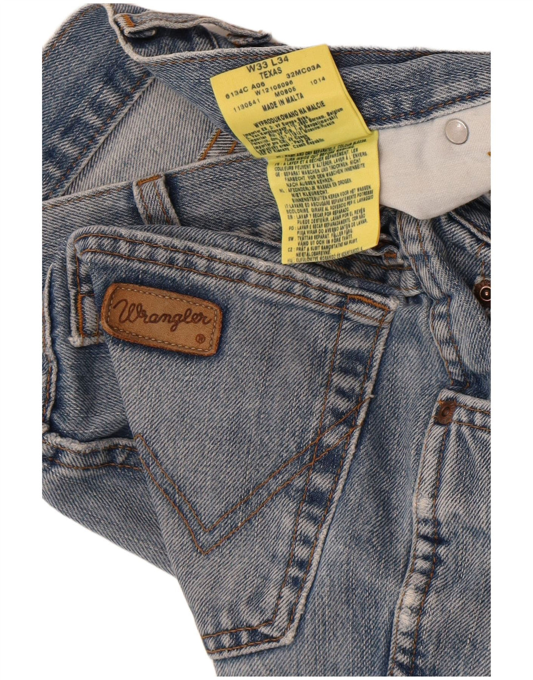 Мужские прямые джинсы Wrangler Texas W33 L34, синий хлопок