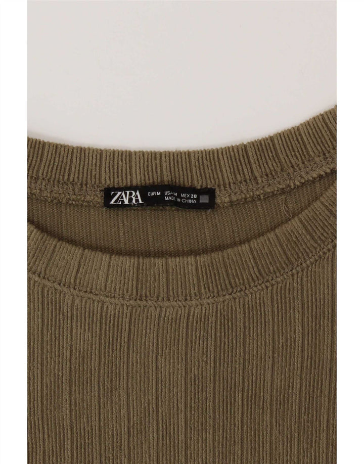 Женский топ Zara с длинным рукавом UK 14, средний хаки