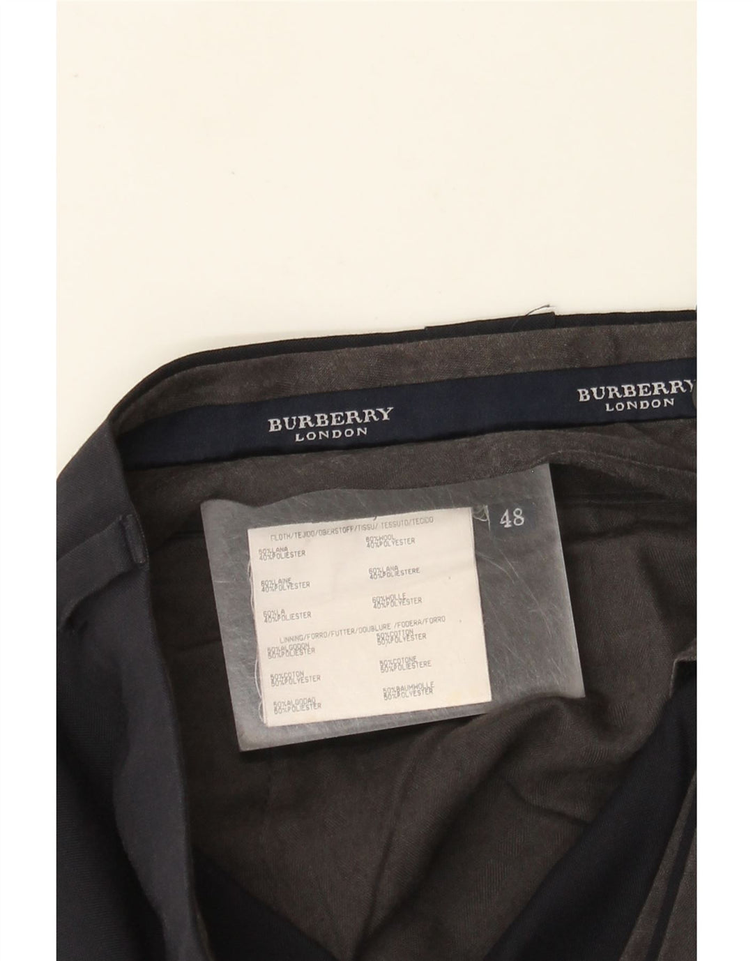 Burberry Мужские костюмные брюки IT 48 Medium W36 L31 Темно-синие шерстяные
