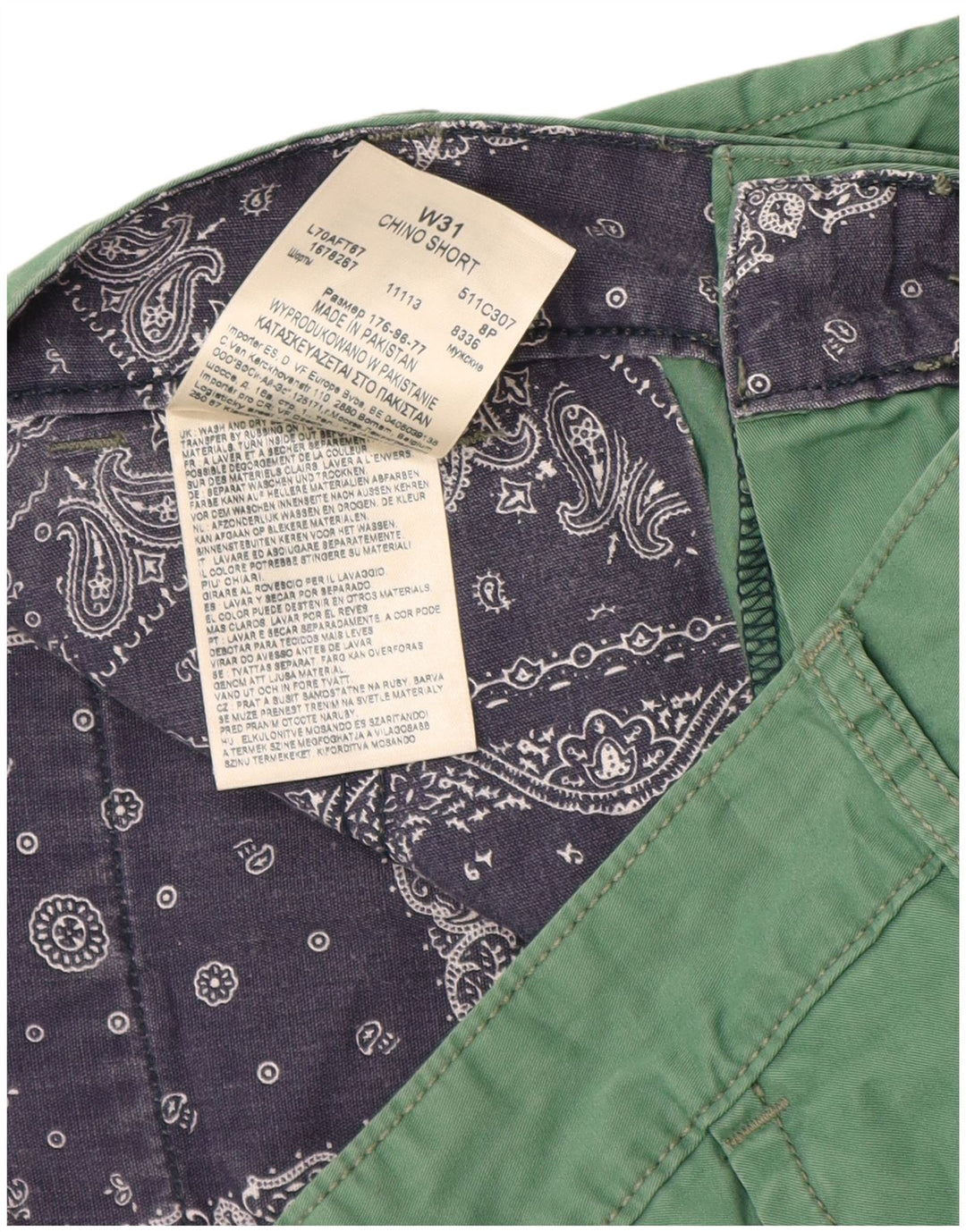 Мужские шорты чинос Lee W31, средний зеленый хлопок, хлопок