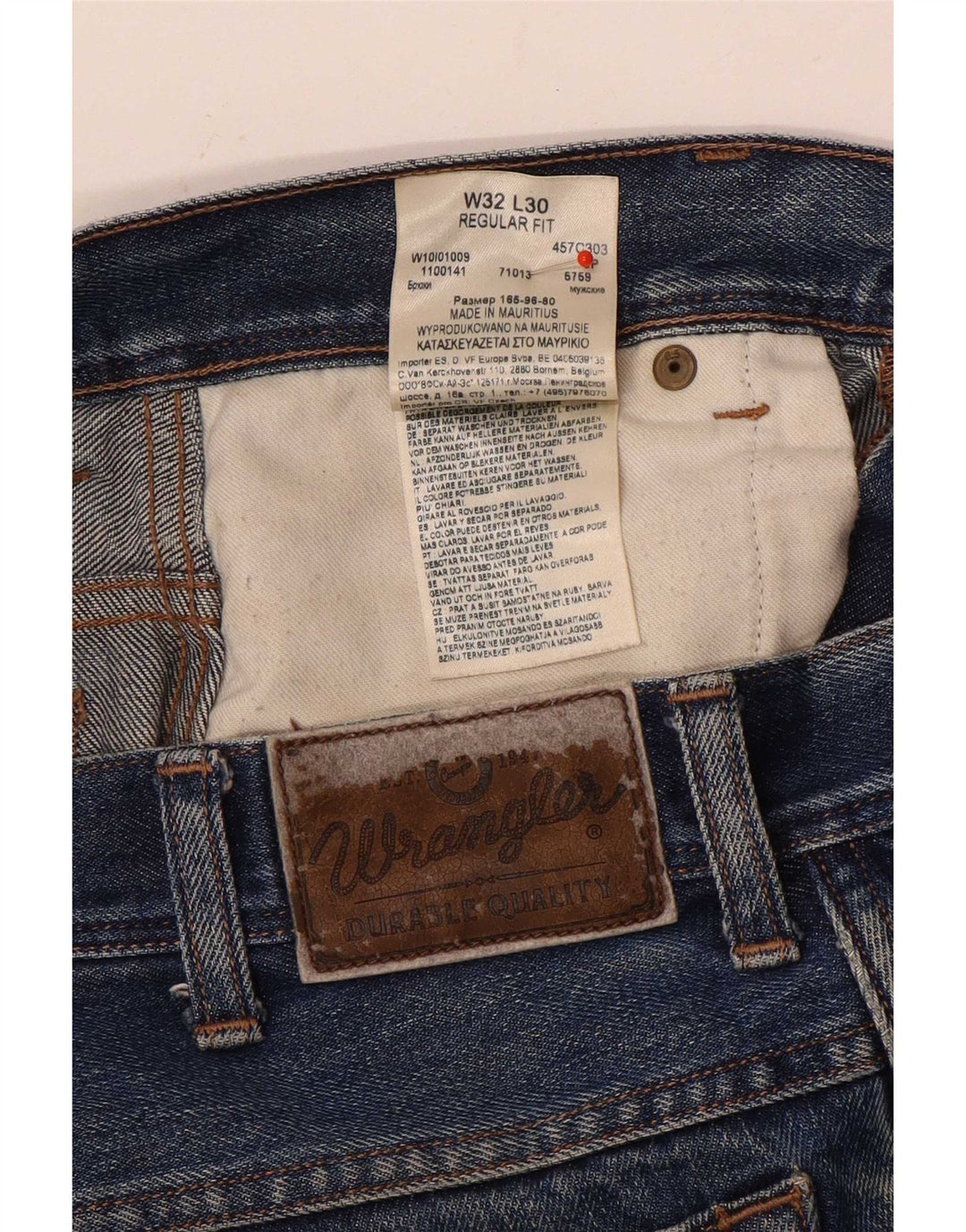 Мужские прямые джинсы Wrangler стандартного кроя W32 L27, синие, хлопок