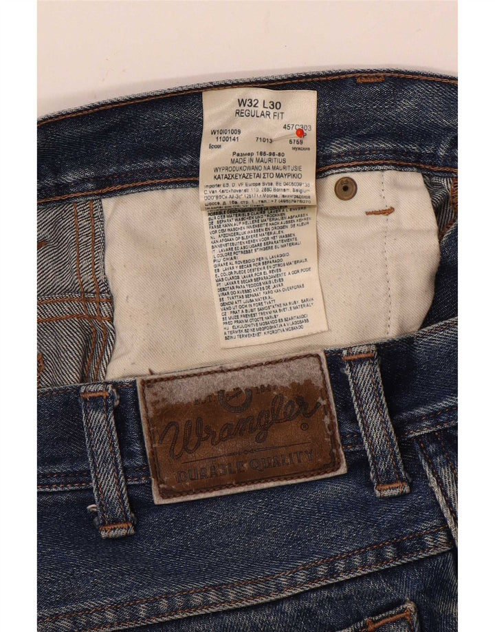 Мужские прямые джинсы Wrangler стандартного кроя W32 L27, синие, хлопок