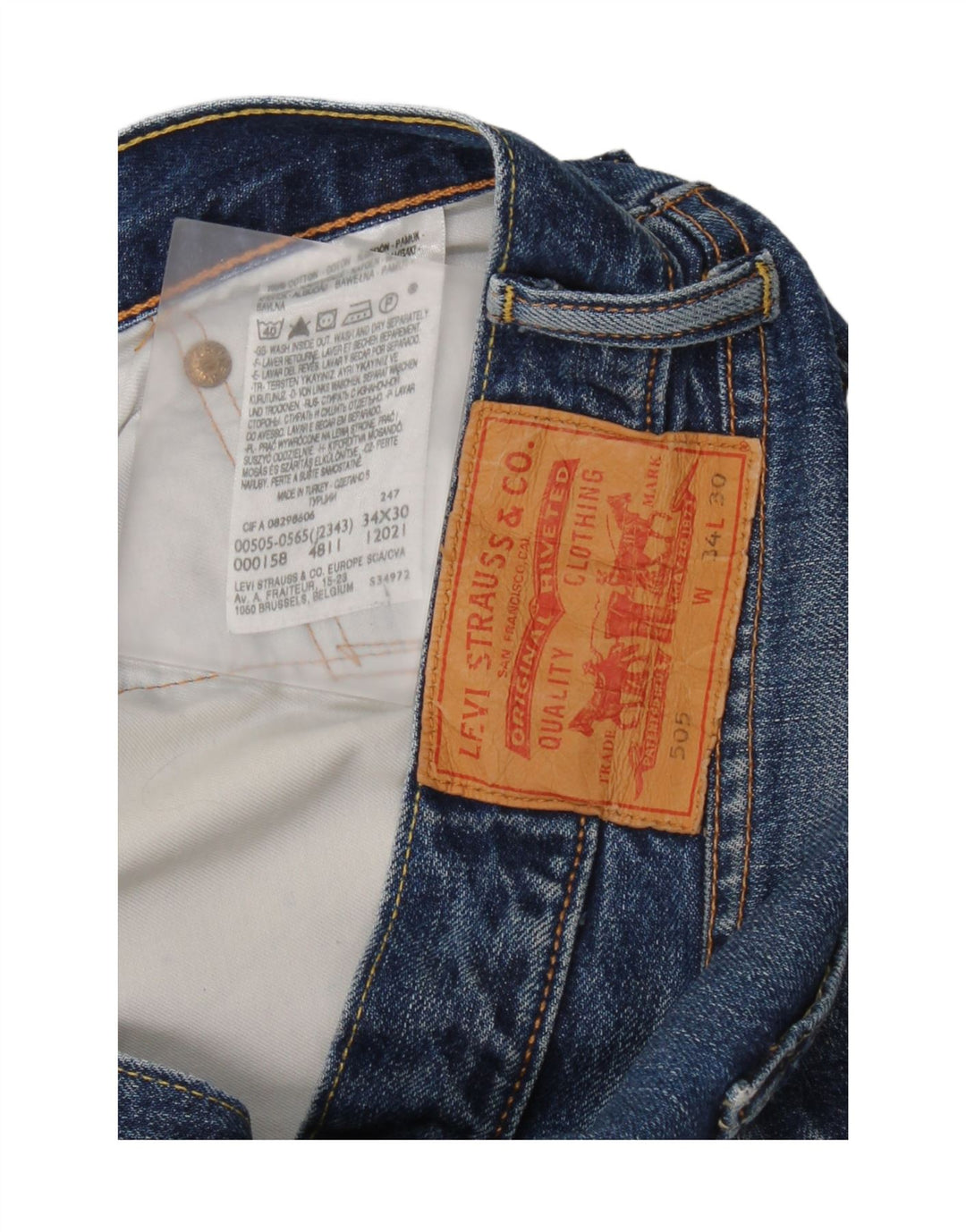 Мужские прямые джинсы Levi's 505 W34 L30 синие, хлопок
