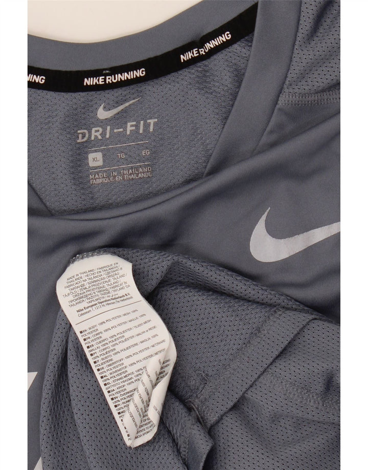 Мужская футболка Nike Dri Fit с графическим рисунком, топ XL, серый полиэстер в полоску