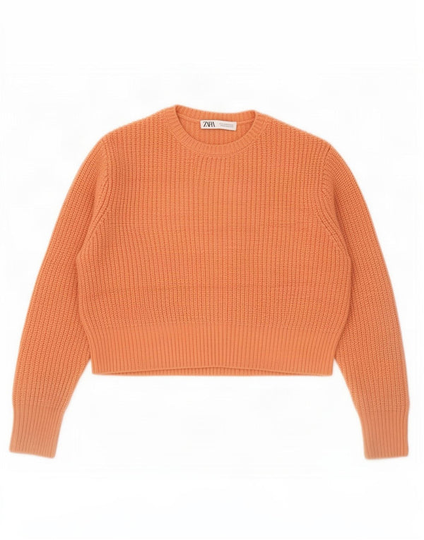 Женский укороченный свободный джемпер с круглым вырезом Zara UK 6 XS оранжевый акрил