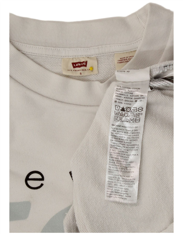 Женский укороченный свитшот оверсайз с рисунком Levi's, Великобритания, 10, маленький, белый
