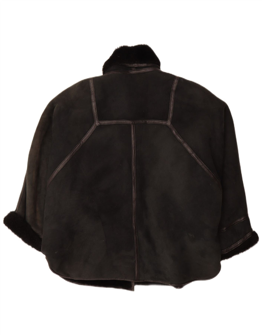 VINTAGE Женская дубленка оверсайз IT 44 Medium Black Shearling