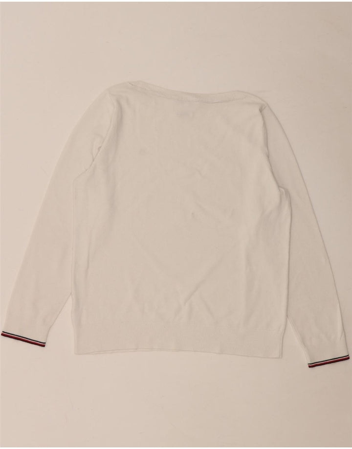 TOMMY HILFIGER Женский свитер с вырезом «лодочка» UK 14 Средний Белый