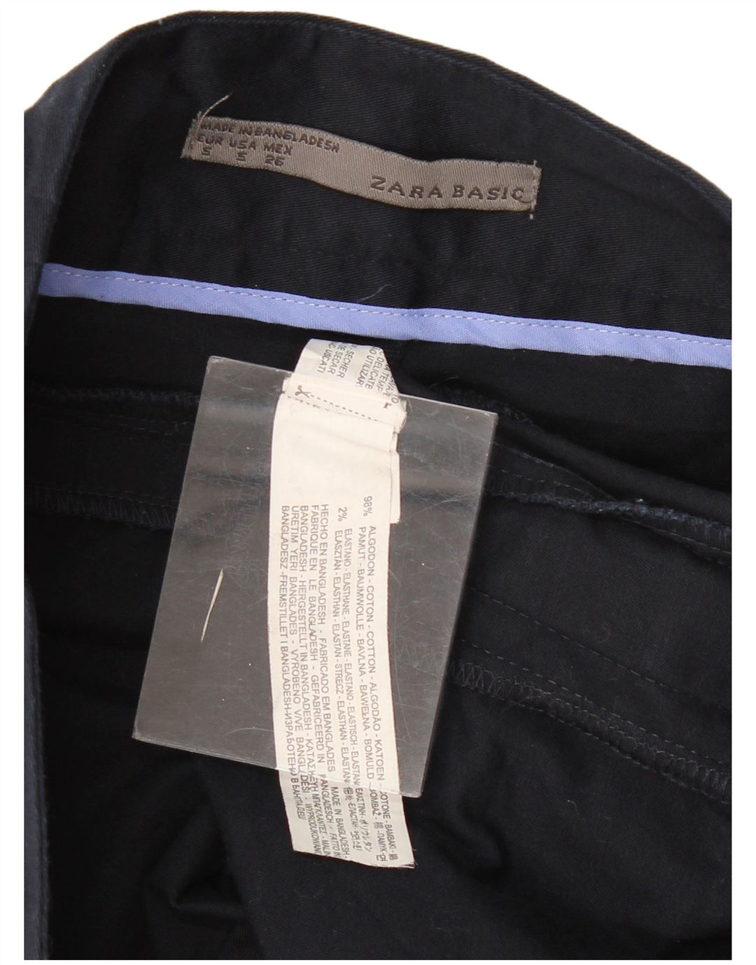 Женская прямая юбка Zara, маленькая W26, темно-синяя, хлопок