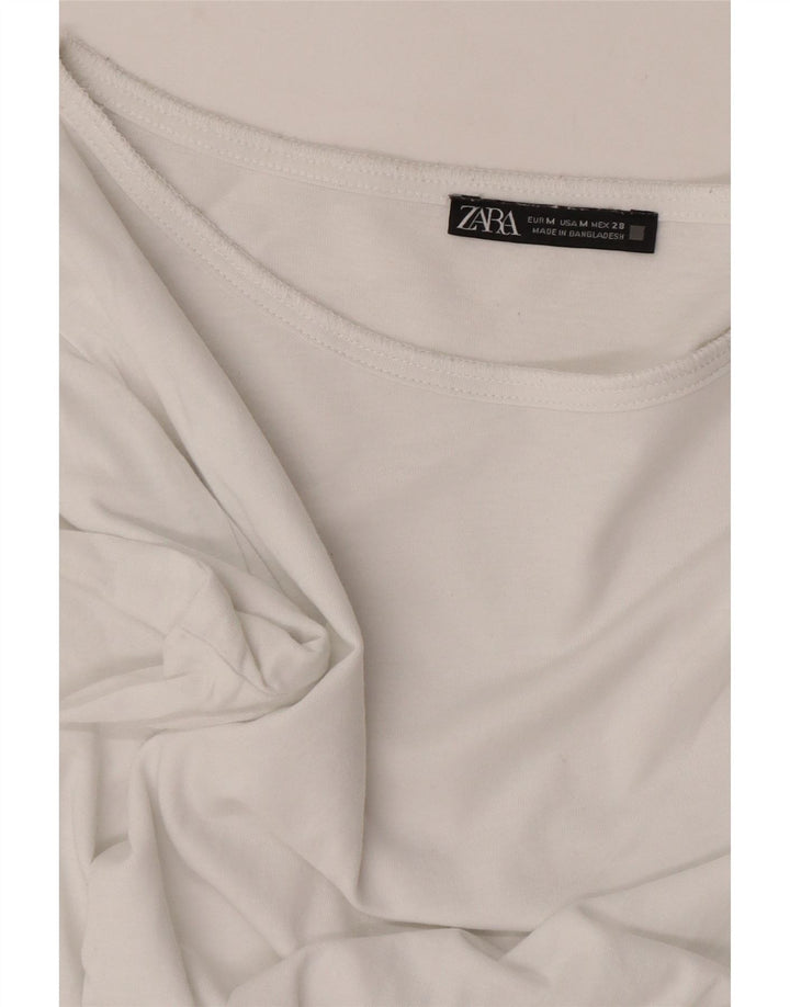 Женский топ Zara с длинным рукавом UK 14, средний белый