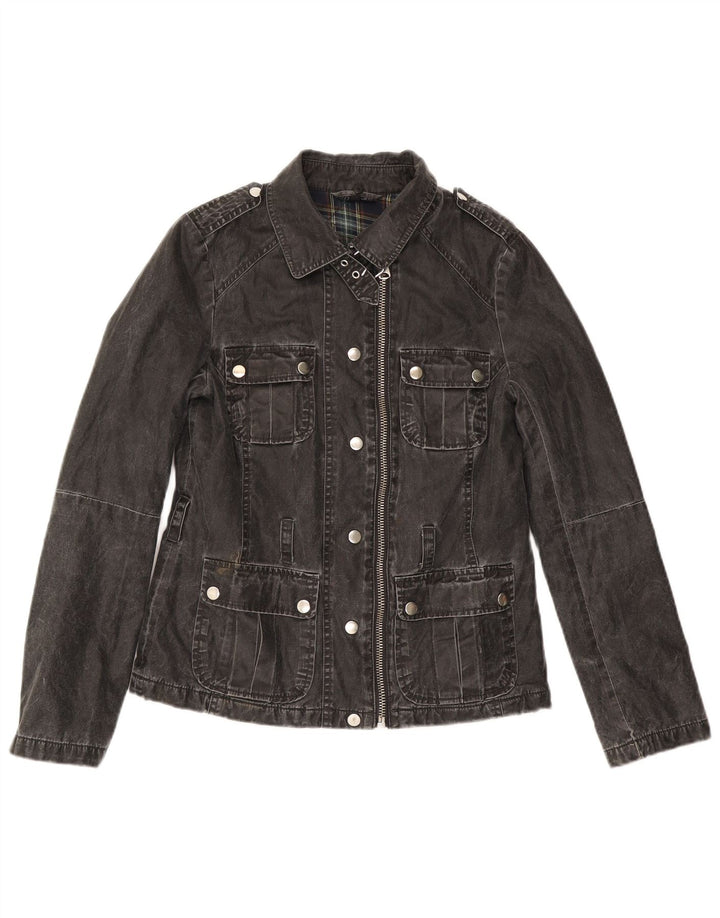 Женская джинсовая куртка Topshop UK 8, маленькая, черный полиакрил