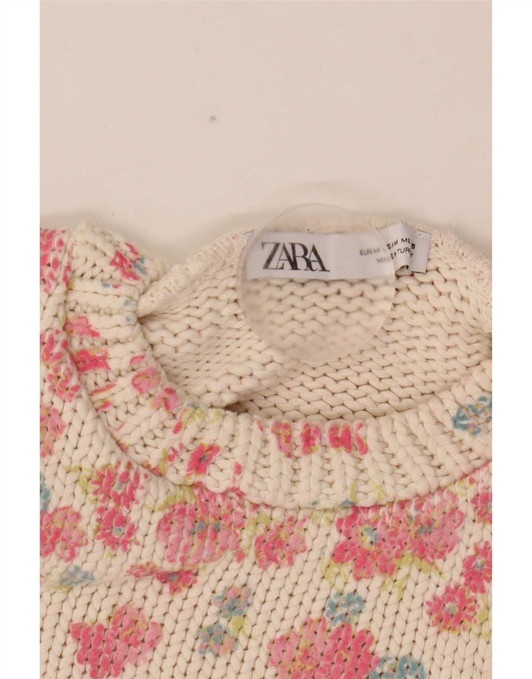 Женская укороченная майка Zara UK 12, средний белый цветочный полиэстер