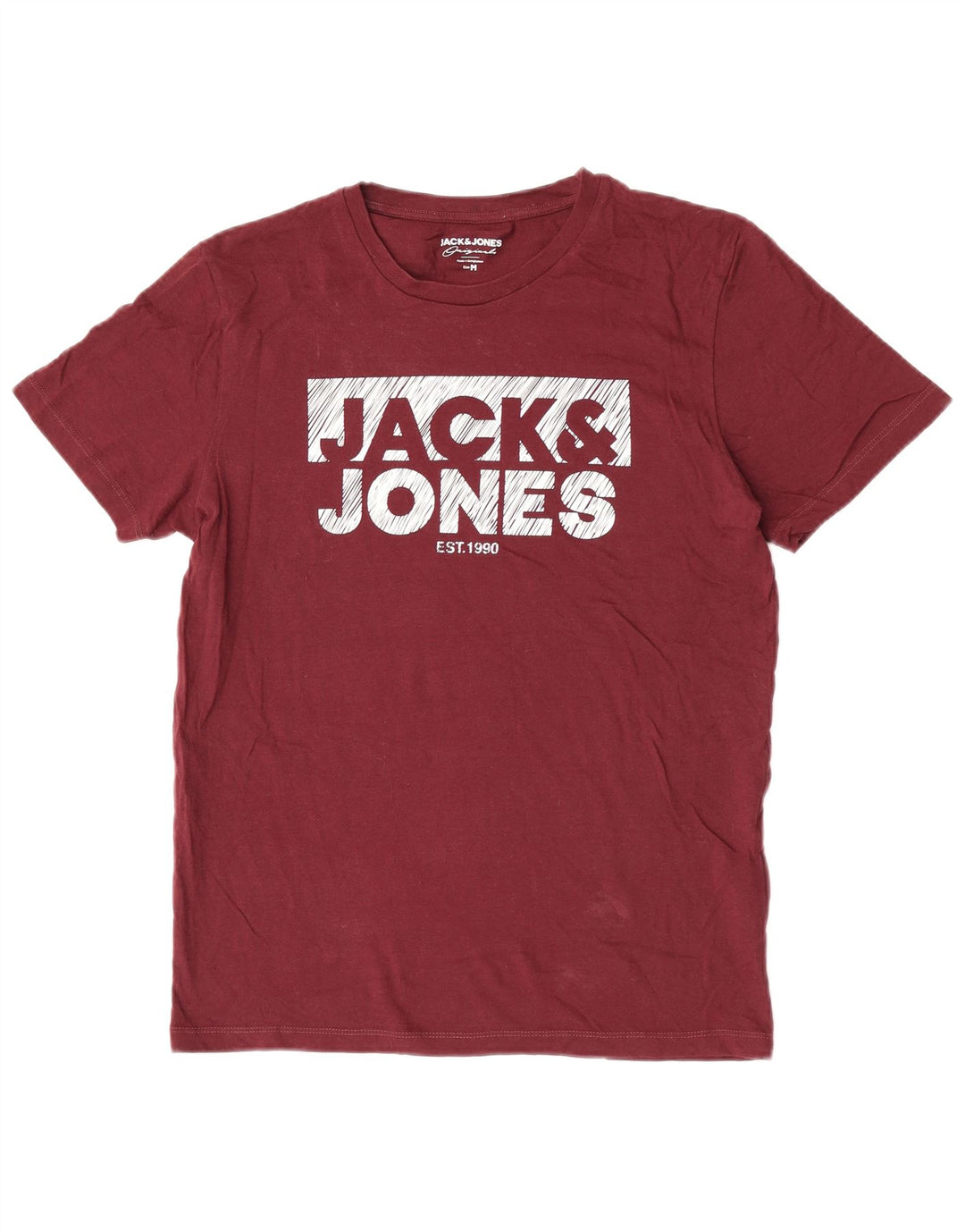 Мужская футболка с рисунком Jack & Jones из хлопка среднего темно-бордового цвета