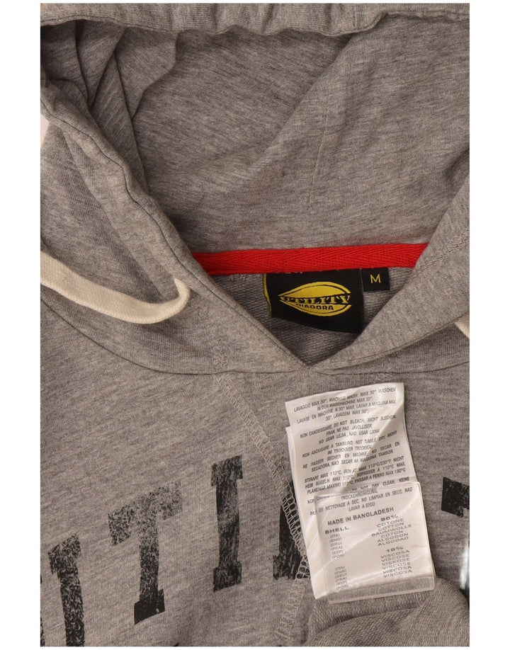 Мужской джемпер с капюшоном Diadora с рисунком, хлопковый, среднего серого цвета