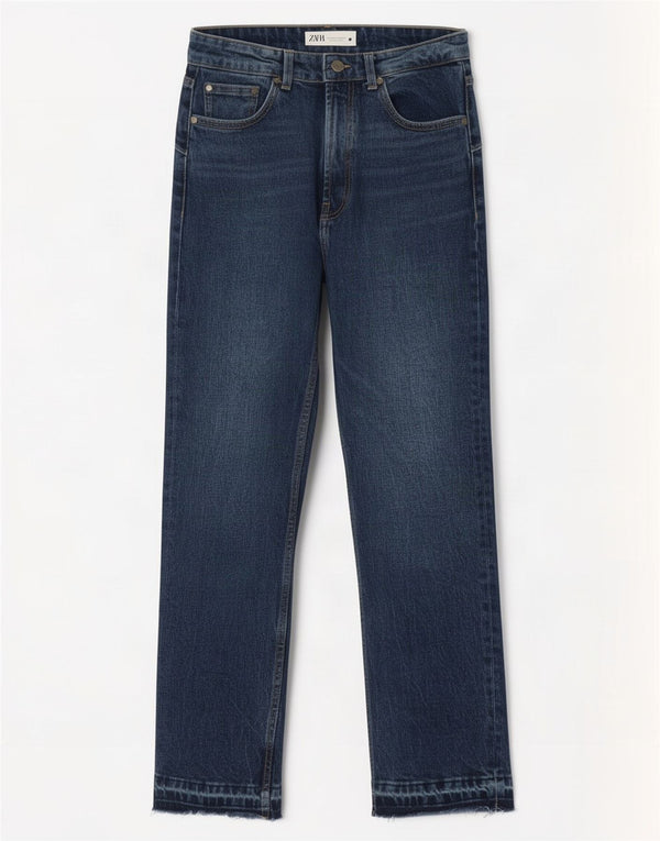 Женские прямые джинсы Zara с высокой талией EU 36 XS W26 L27, синий хлопок
