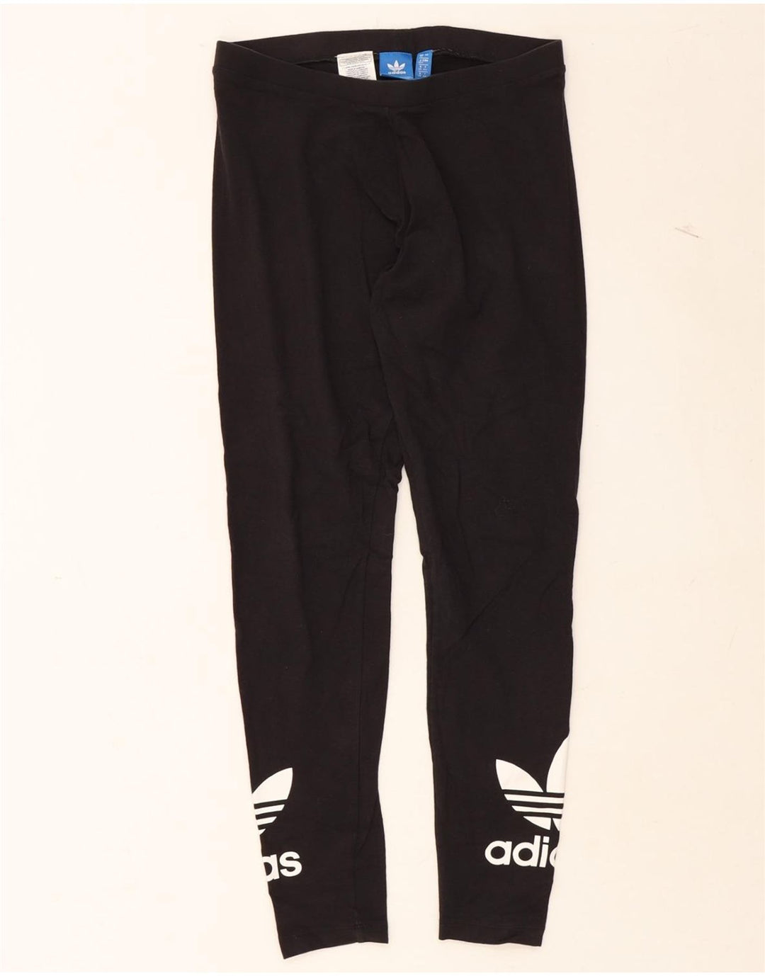ADIDAS Womens Graphic Leggings UK 12 Medium Black Cotton Vintage Adidas and Second-Hand Adidas from Messina Hembry 