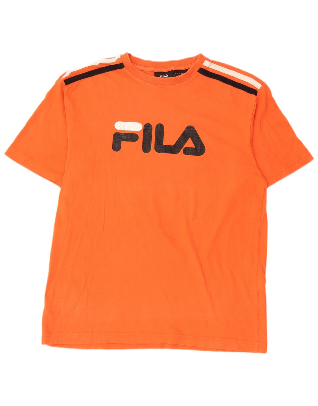 Мужская футболка с рисунком Fila, хлопковый топ средней оранжевой полоски