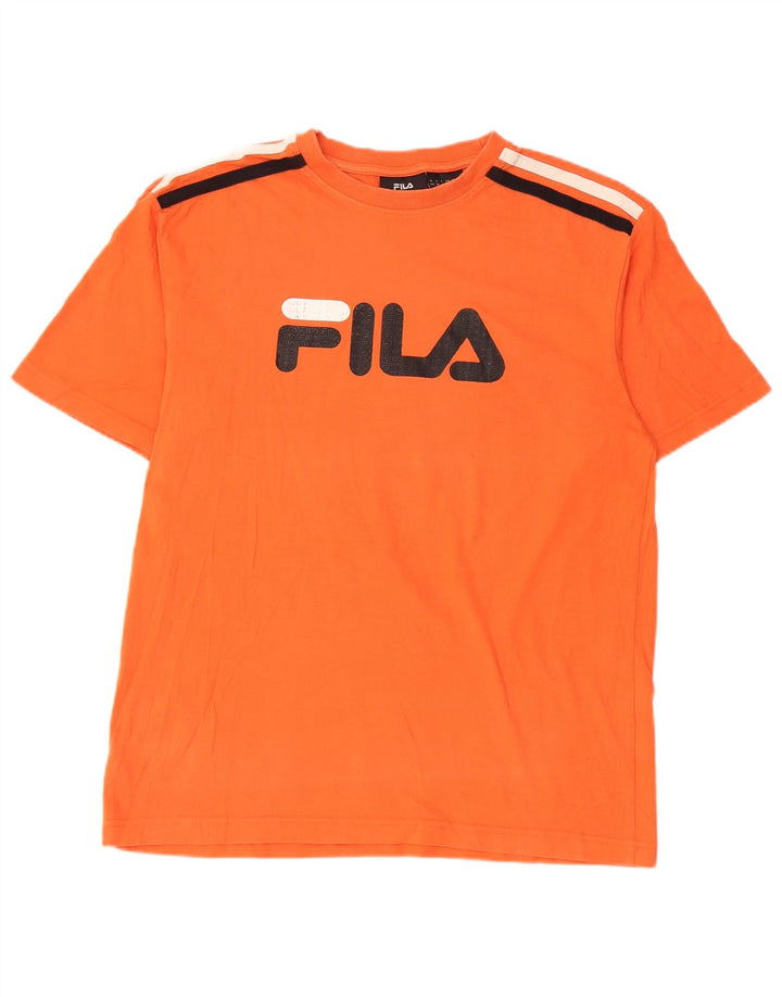 Мужская футболка с рисунком Fila, хлопковый топ средней оранжевой полоски