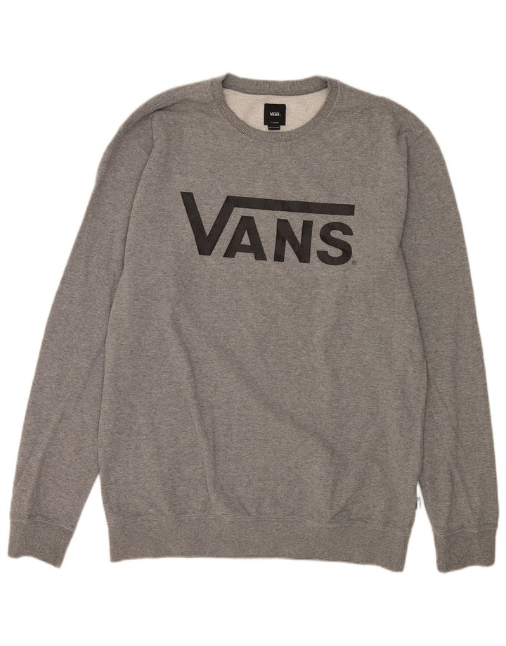 Мужской свитшот с рисунком Vans XL, серый хлопок с крапинками