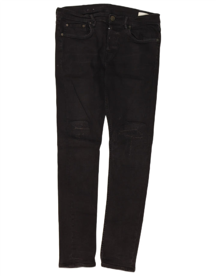 ALL SAINTS Mens Distressed Skinny Jeans W34 L32 Black
