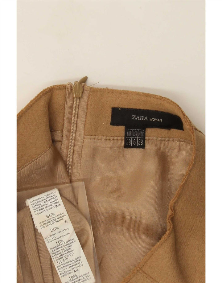 Женская юбка-трапеция Zara EU 38, маленькая W28, коричневая шерсть
