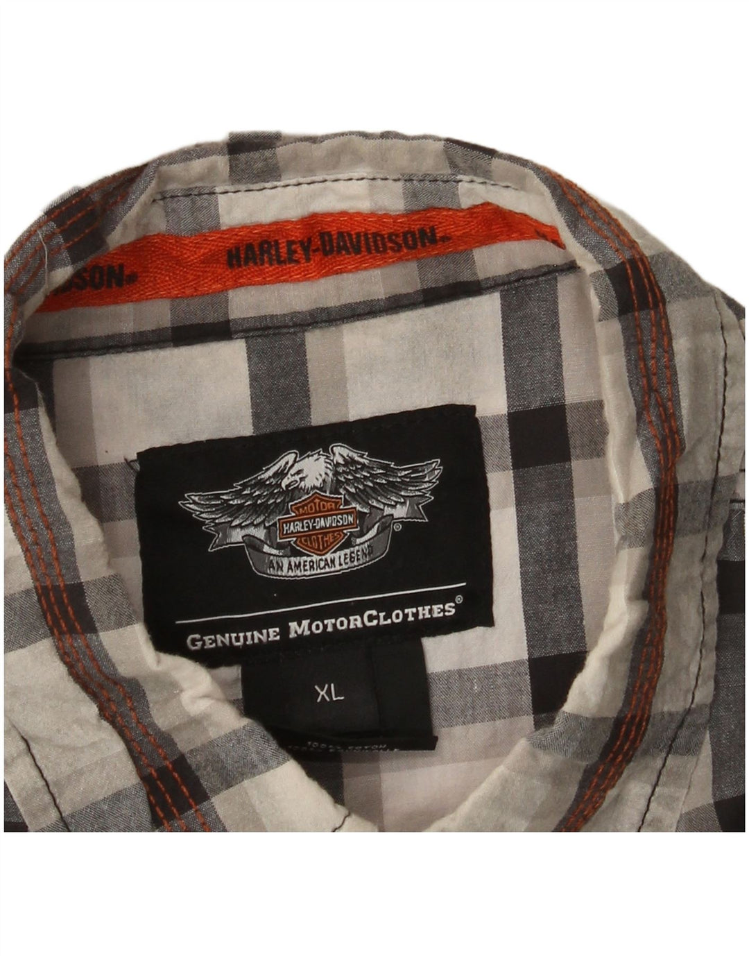 Мужская рубашка Harley Davidson с коротким рукавом и рисунком, XL, серая, хлопковая в клетку