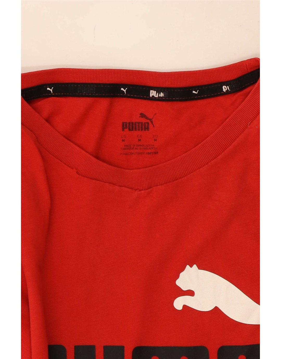 Мужская футболка с рисунком Puma, хлопковый топ среднего красного цвета