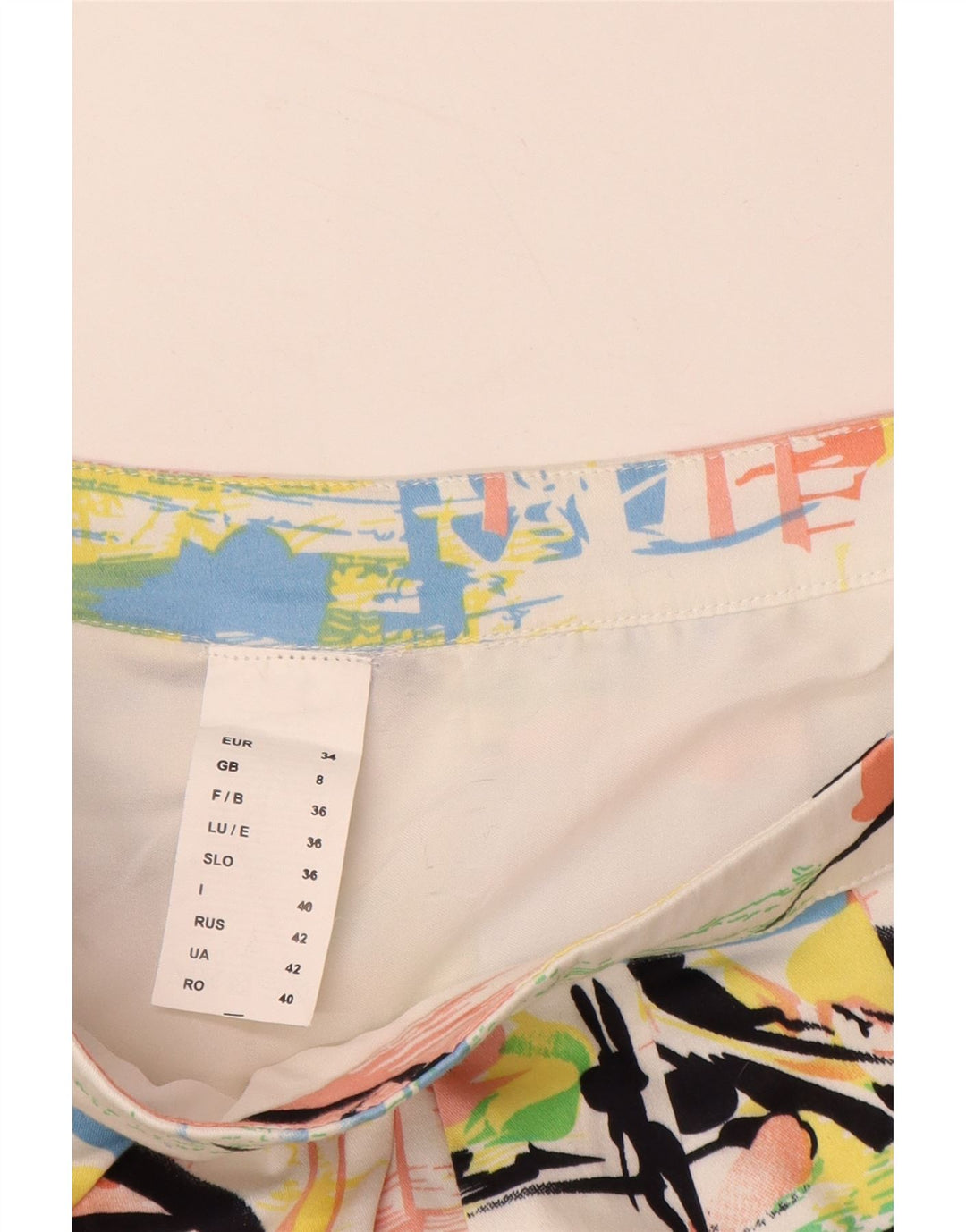 ВИНТАЖНАЯ женская мини-юбка с абстрактным узором, Великобритания, 8, маленькая, W28, разноцветная