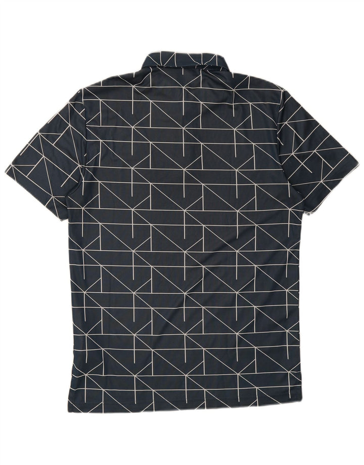 ADIDAS Mens Polo Shirt Small Navy Blue Geometric Polyester