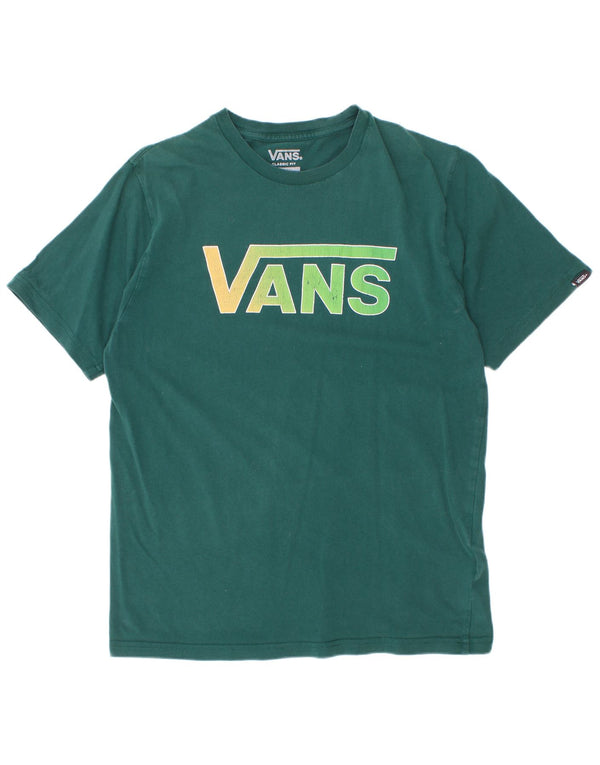 Футболка классического кроя с рисунком Vans для мальчиков, топ 12–13 лет, большой зеленый хлопок