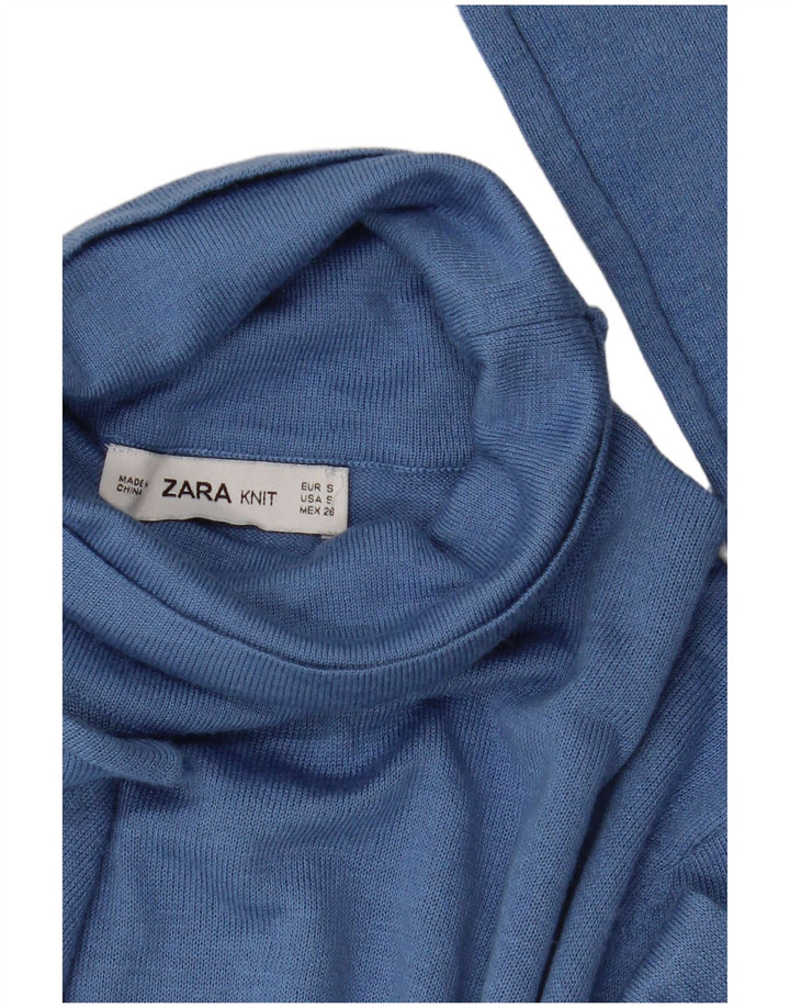 Женский джемпер с высоким воротником Zara UK 10, маленький синий модал