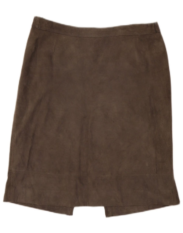Винтажная женская замшевая юбка W30 среднего серого цвета