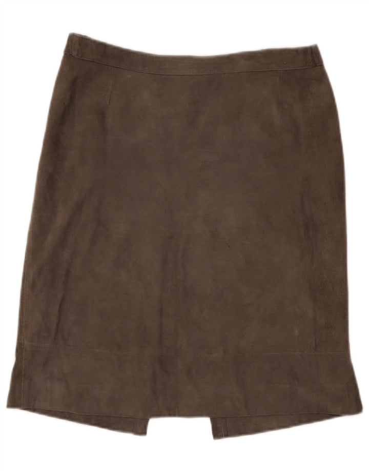 Винтажная женская замшевая юбка W30 среднего серого цвета