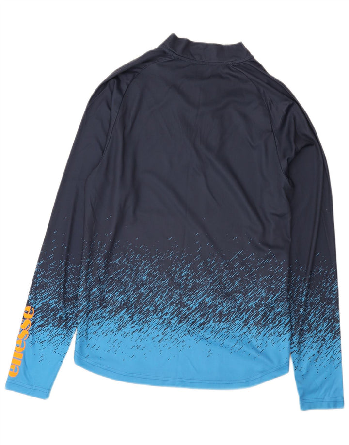 Ellesse Мужской пуловер с воротником на молнии, спортивный костюм, средний темно-синий с цветными блоками