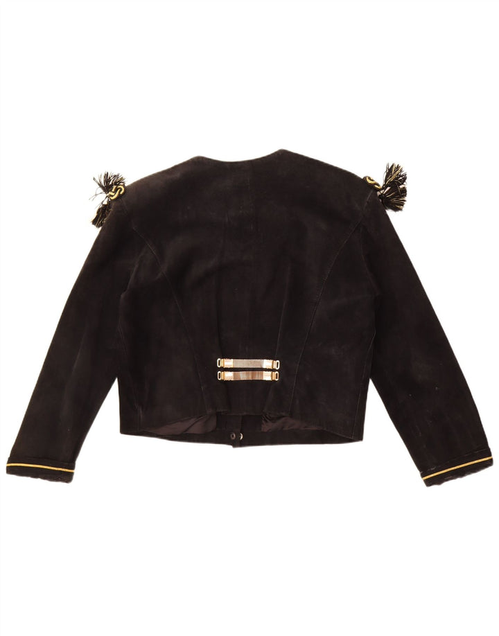 Женская укороченная замшевая куртка Joy EU 40, средний черный кожаный цвет