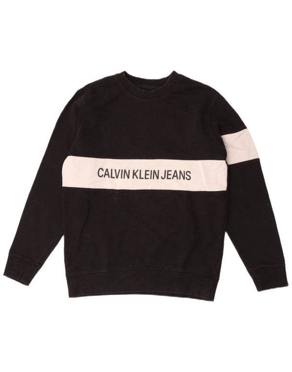 Мужской свитшот с рисунком Calvin Klein Jeans, средний черный с цветными блоками