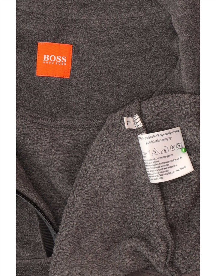 Мужской флисовый джемпер с воротником на молнии Hugo Boss, большой серый полиэстер