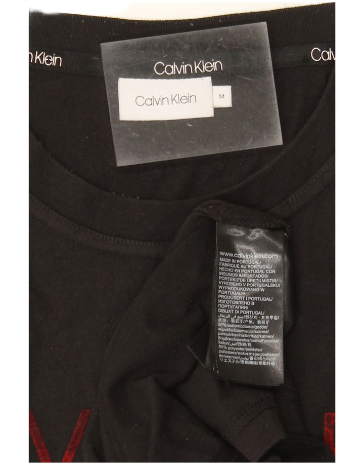 CALVIN KLEIN Мужская футболка с рисунком Топ среднего размера, черный хлопок