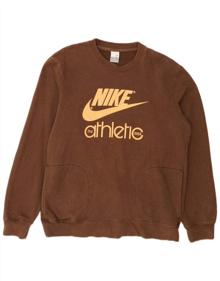 Мужской свитер с рисунком Nike UK 39/41, средний коричневый, хлопок
