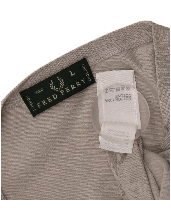 Мужской кардиган Fred Perry, большой серый хлопковый свитер